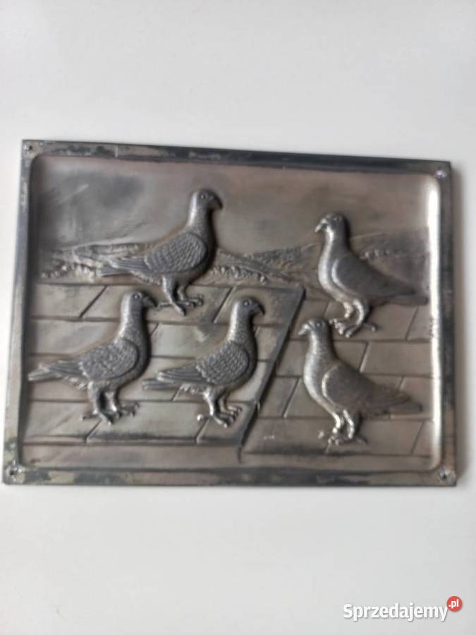 Relief rzeźba odlew Gołębie cyna