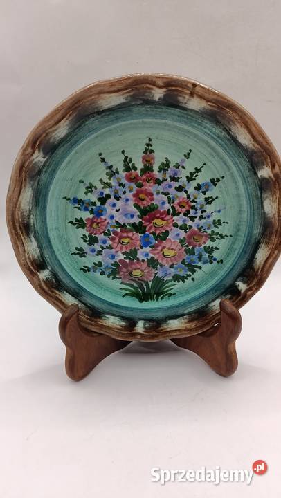 Nieduży podstawek dekoracyjny ręcznie malowany Antyki, Sztuka, Kolekcje Zamość