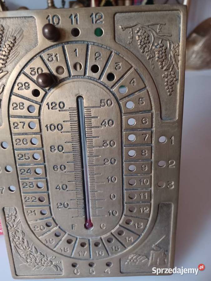Piękny sygnowany mosiężny kalendarz z wielkopolskie Poznań