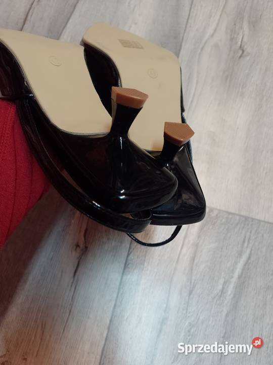 4243 CZARNE czółenka wieczorowe z odkrytą piętą Kraków