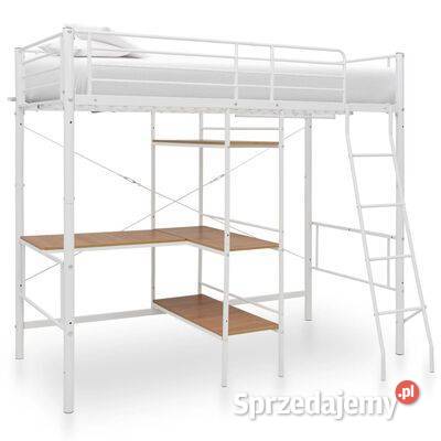 vidaXL Rama łóżka piętrowego z biurkiem biała Łóżka mazowieckie sprzedam