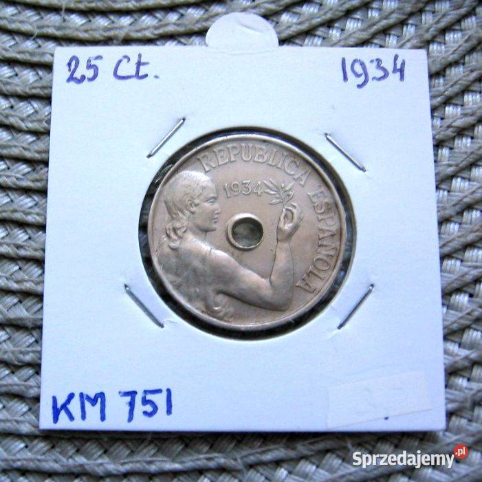 Hiszpania 25 Centawos 1934r Ładna Kalisz