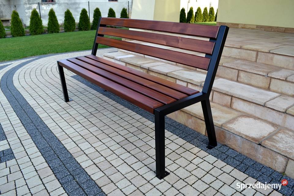 Ławka ogrodowa z oparciem miejska stalowa ROMA kujawsko-pomorskie Inowrocław