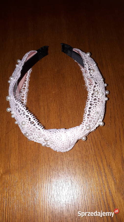Opaska do włosów koronka jasny różbeż perełki Ozdoby Warszawa sprzedam