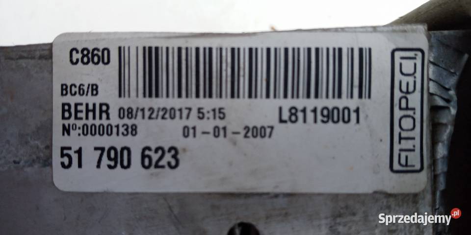 INTERCOOLER NEMO BIPPER FIORINO 13 HDI 51790623 osobowe Krzeszowice