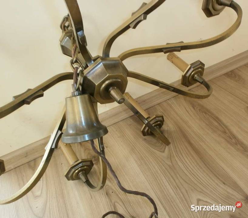 Żyrandol Lampa Mosiężna 8 Ramion Wisząca Stara Kraków