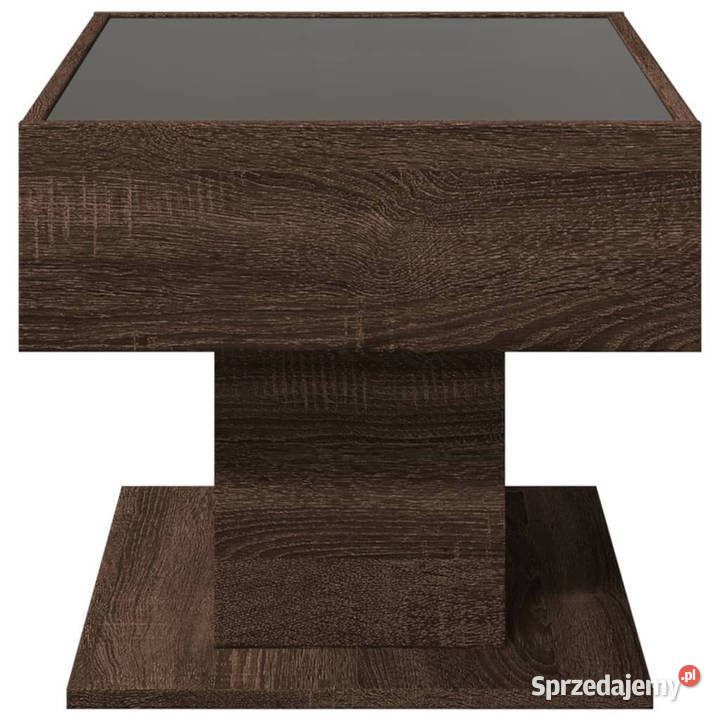 Stolik kawowy z LED brązowy dąb 70x50x45 Warszawa