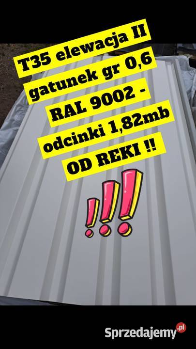Blacha T 35 elewacyjna gr 06mm RAL 9002 Leszno