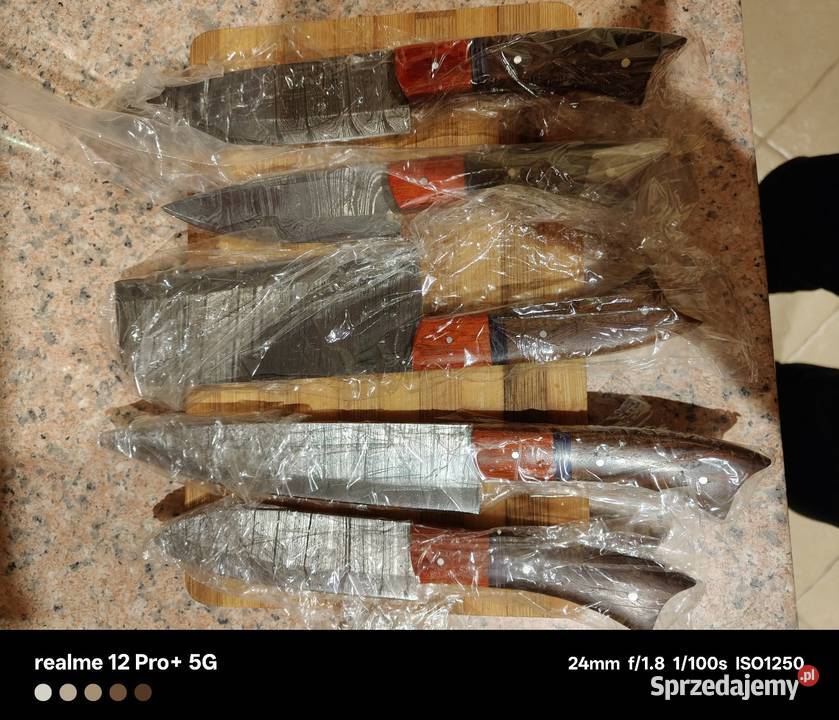 Komplet 6 noży damasceńskich handmade 312 warstw Ostrów Mazowiecka sprzedam