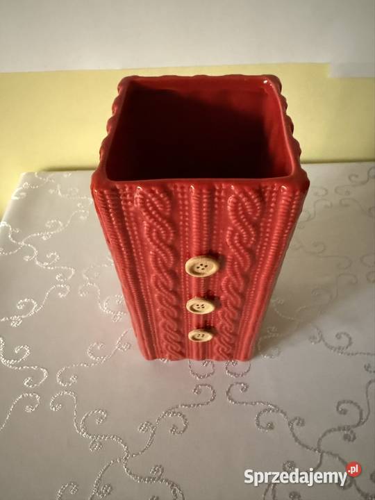 Wazon Ceramiczny Czerwony Sweterek z Guzikami czerwony Czerwionka-Leszczyny sprzedam