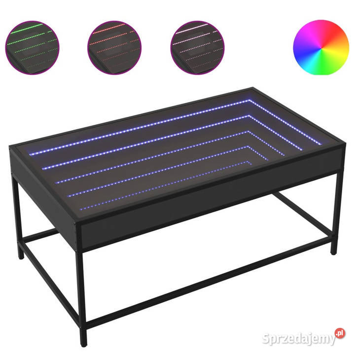 Stolik kawowy z LED Infinity czarny 90x50x41
