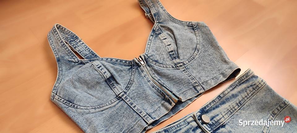 Komplet jeansowy spódnica krótki top NOWE bez Połomia sprzedam