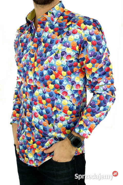 DANIEL BESSI Koszula Męska Fb073 Kolorowa Ostrów Wielkopolski