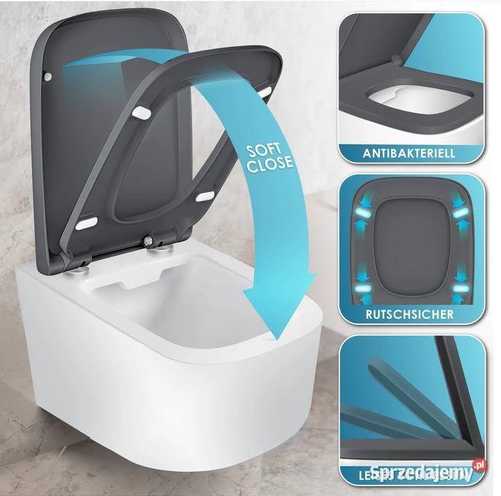 Deska sedesowa wolnoopadającaszara Deski WC i mocowania