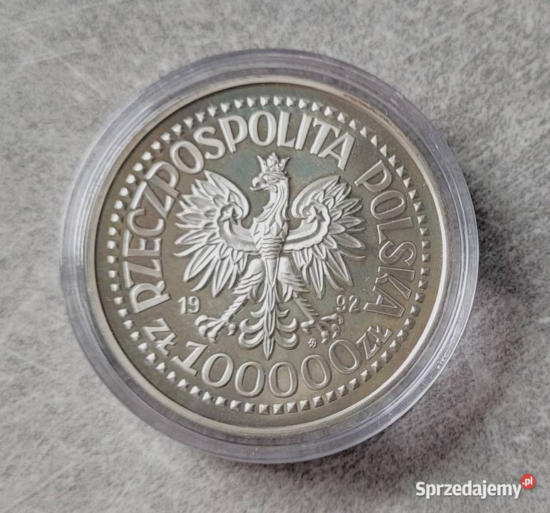 H8 POLSKA srebro 100000 Złotych 1992 r Korfanty Numizmatyka Wola Kruszyńska sprzedam