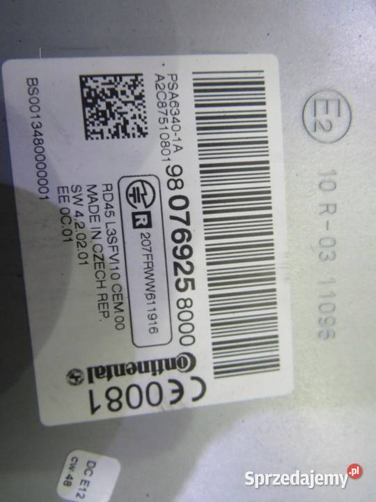 RADIO CZYTNIK PEUGEOT 308 T9 9807692580 lubelskie