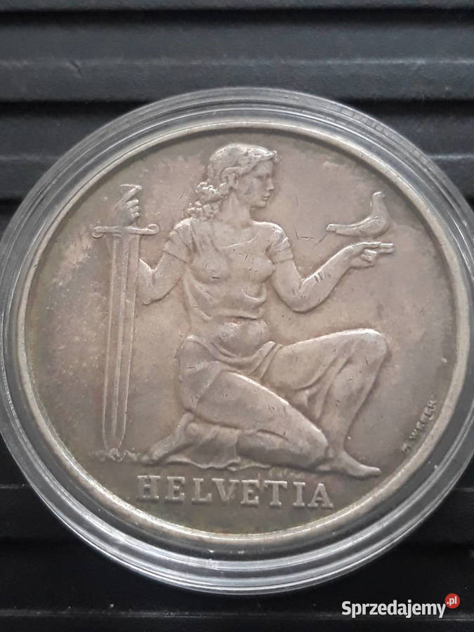 5 Franków Szwajcaria 1936 r Fundusz ArmiiUnikat Numizmatyka Konin sprzedam