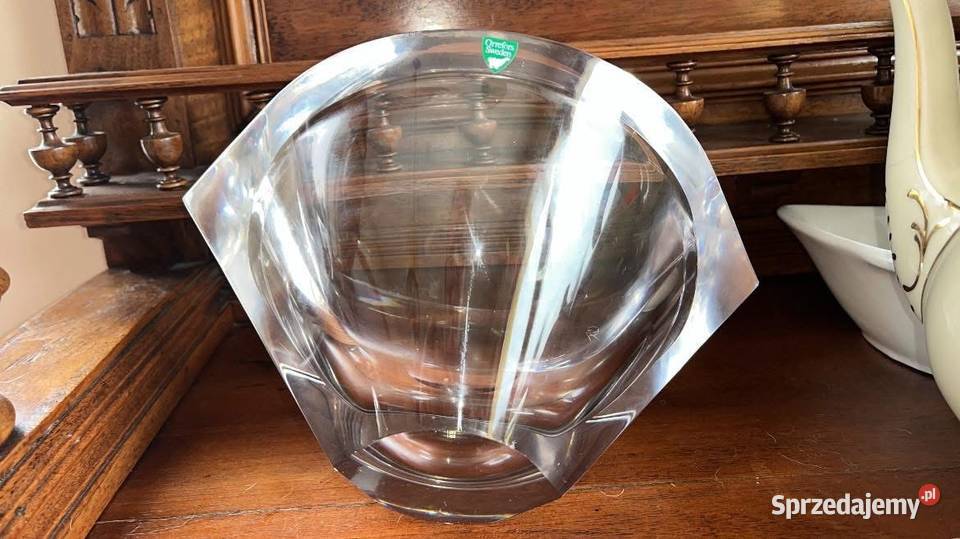 Patera misa Orrefors Marin Cut Art Glass Porcelana i szkło Porcelana i szkło