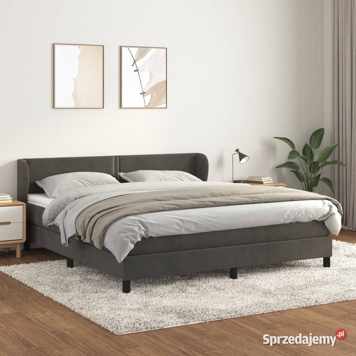 Łóżko kontynentalne z materacem ciemnoszare 88cm sprzedam