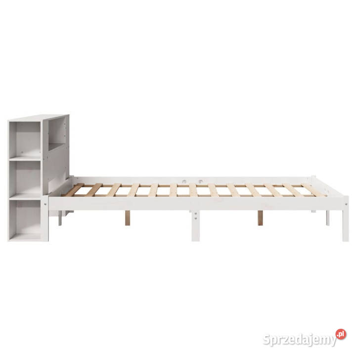 Łóżko z regałem bez materaca białe sosnowe 146cm