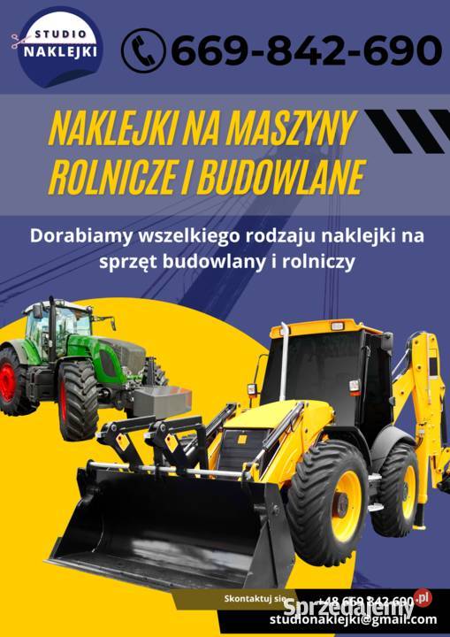 Naklejki koparka ładowarka ciągnik przyczepa Pozostałe Mogilno