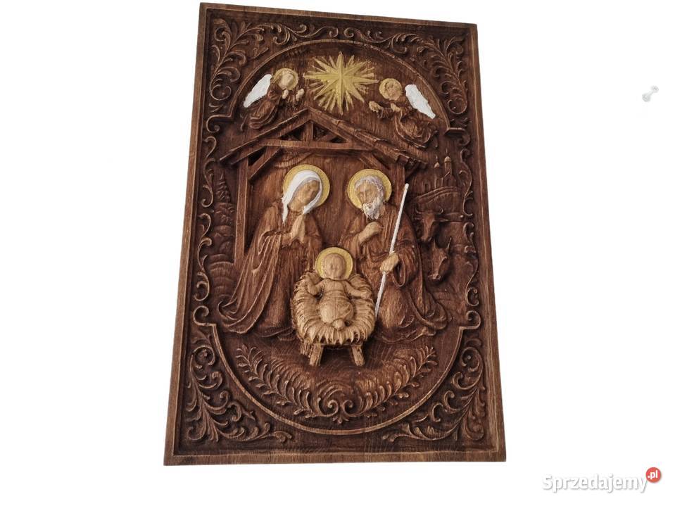 Ikona drewniana Szopka Betlejemska Narodzenie zachodniopomorskie Malechowo