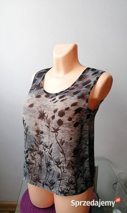 DAMSKI SZARY TOP W KWIATY RM szary/srebrny sprzedam