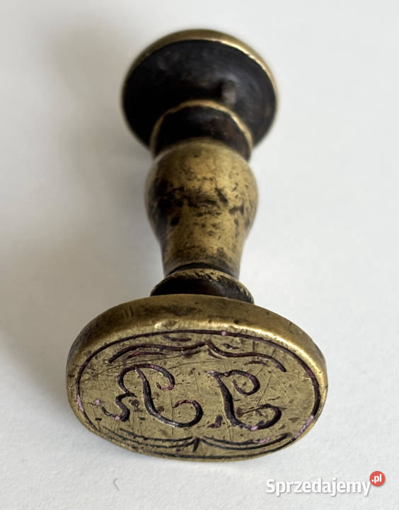 Antyczna osiężna ieczęć do laku XIX w monogram J Kraków