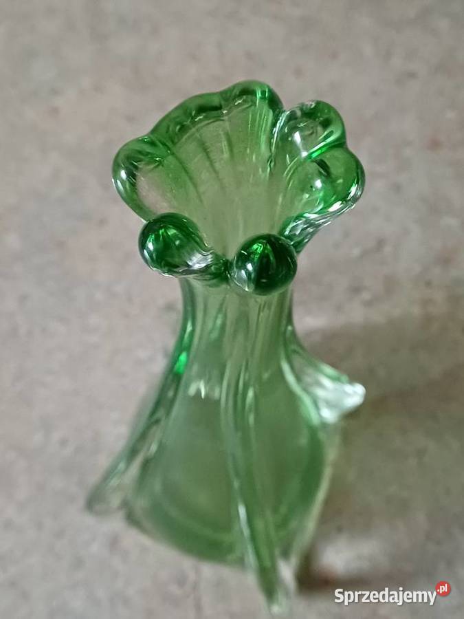 vintage zielony wazonik Antyki, Sztuka, Kolekcje