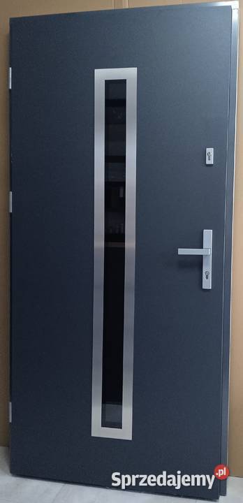 Drzwi z przeszkleniem antracyt 110x220