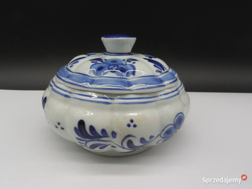 Antyczne ręcznie malowane puzdro na drobiazgi Raszków