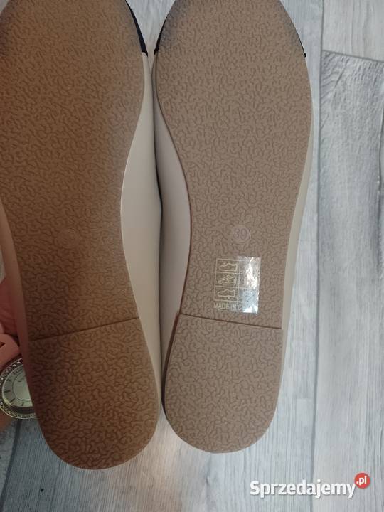 38 Beżowo czarne baleriny wieczorowe NOWE tkanina Kraków sprzedam