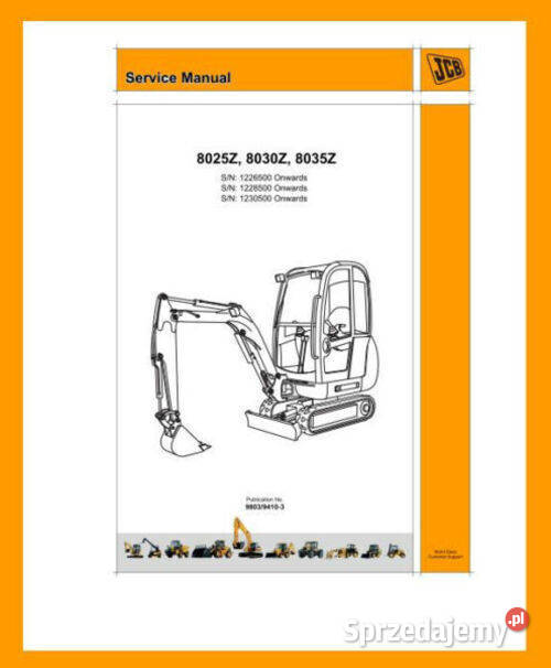 JCB 8025 z 8030 z 8035 z instrukcja napraw Kielce sprzedam