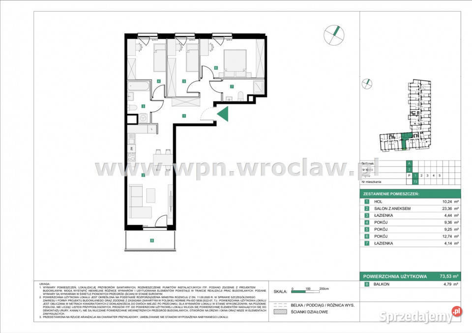 Do sprzedaży mieszkanie 7353m2 4 pokojowe Liczba pokoi 4 Wrocław sprzedam