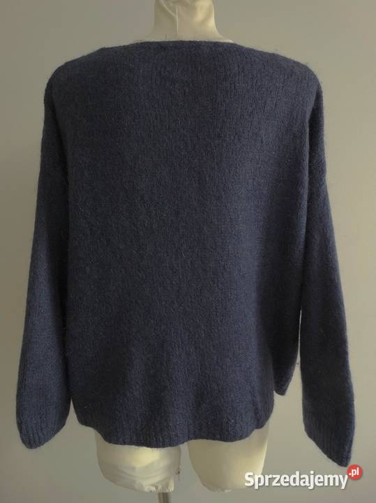 Sweter Moherowy Wełniany Kobaltowy Włoski Carla Rozmiar 40(L) Łomża