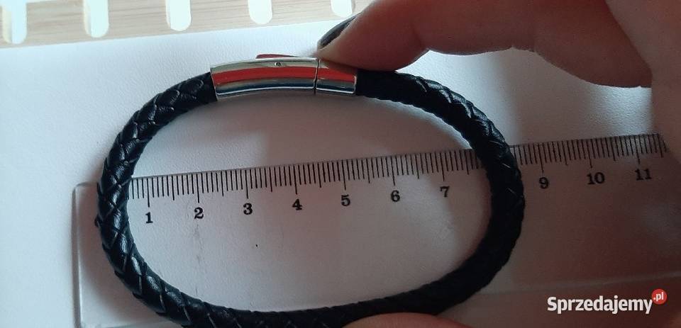 BRANSOLETKA 21 ZAPIĘCIE MAGNES STAL SKÓRA MĘSKA Częstochowa