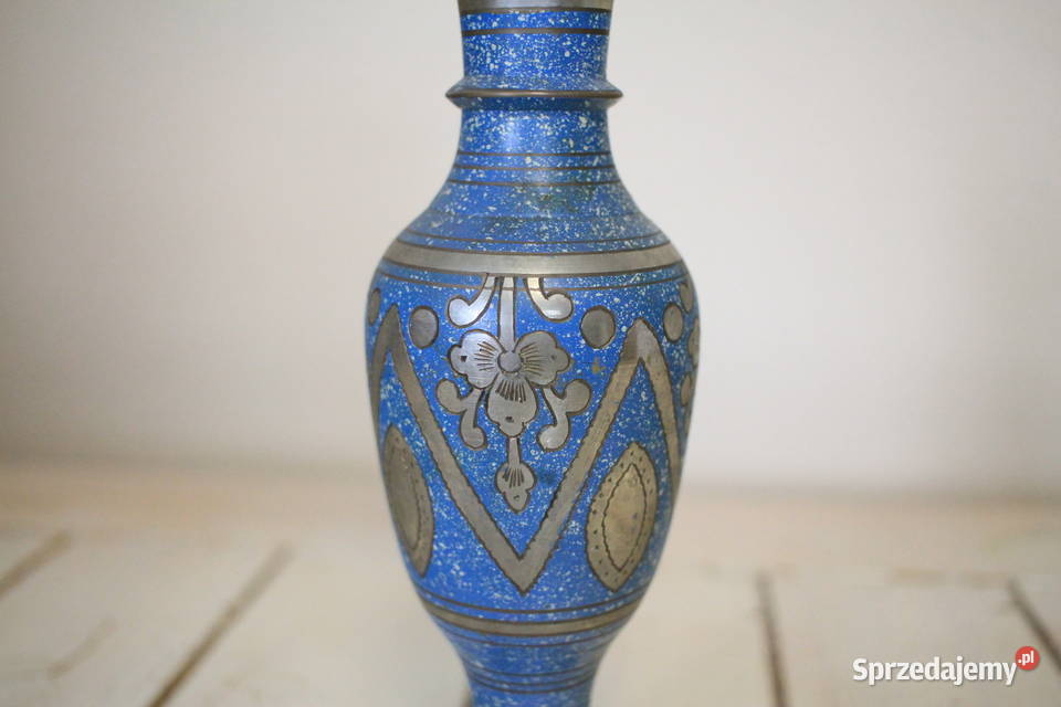 Niebieski wazon w stylu Vintage piękne zdobienie Pszczyna sprzedam