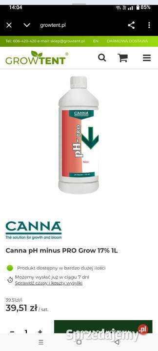 Nawozy Canna PhGrow i Organo Acid Bydgoszcz