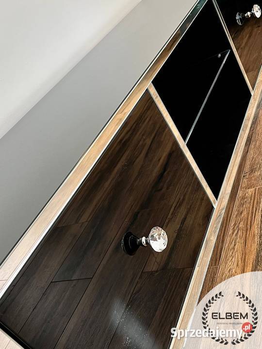 Szafka RTV szklana czarna lustrzane ramki Wrocław