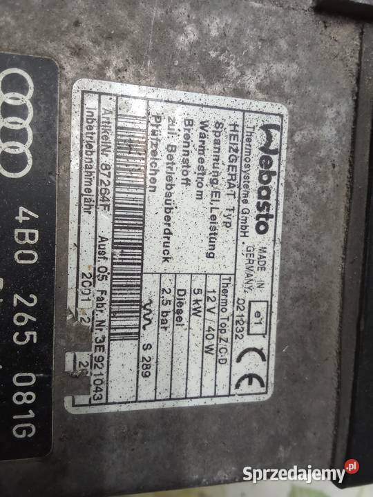 Webasto diesel VW audi Nowe Miasto Lubawskie