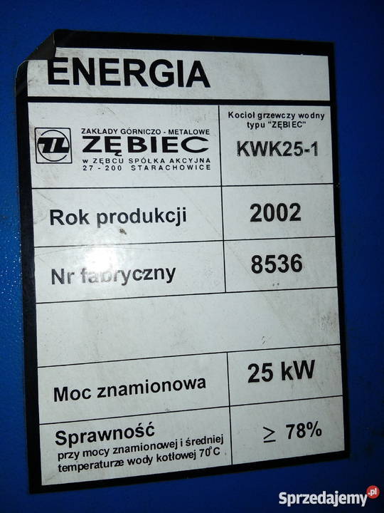 Piec Zębiec 25 kW drewno Wieniawa
