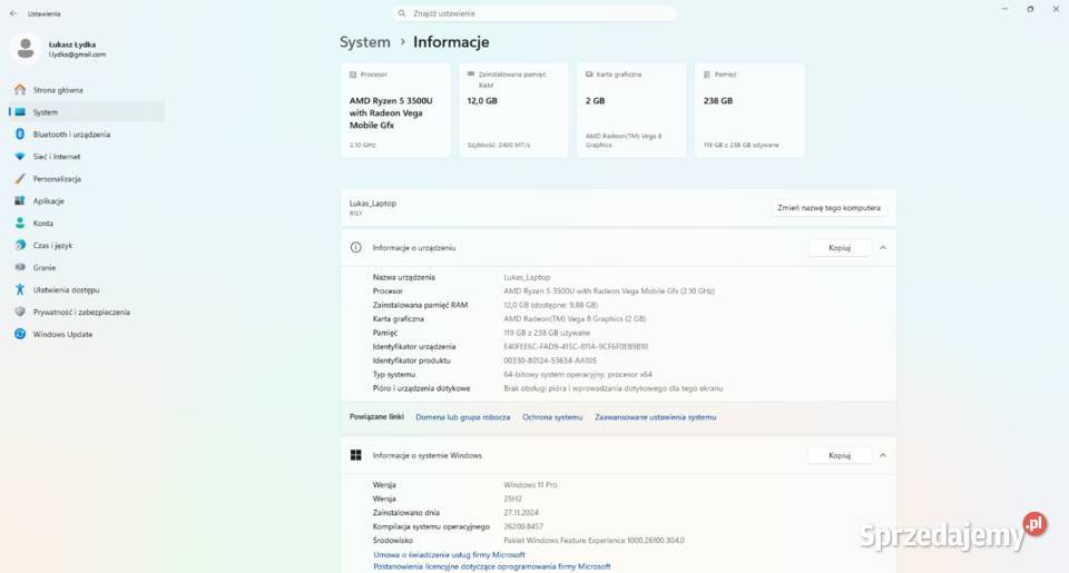 Laptop Lenovo ideapad L34017API Karta graficzna Elektronika śląskie Miasteczko Śląskie