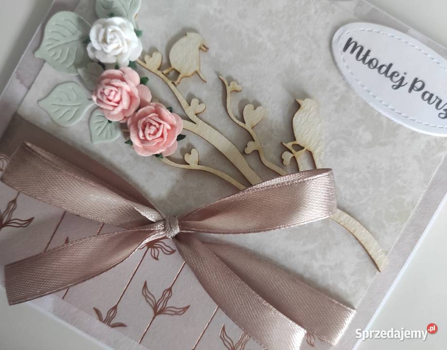 Kartka ręcznie robiona na ślub Ptaki