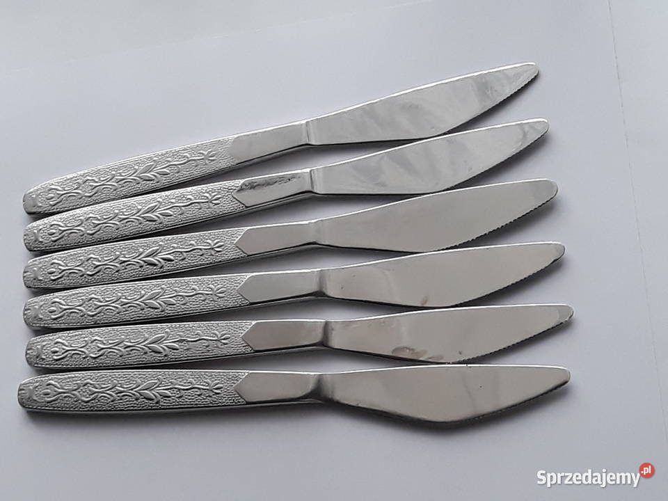 Noże obiadowe 1 ROŚLINNY Gerlach sztućce PRL śląskie Dąbrowa Górnicza