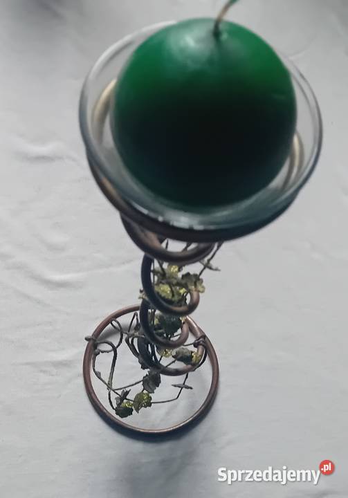 Metalowy świecznik vintage ze szklanym Koźminek sprzedam