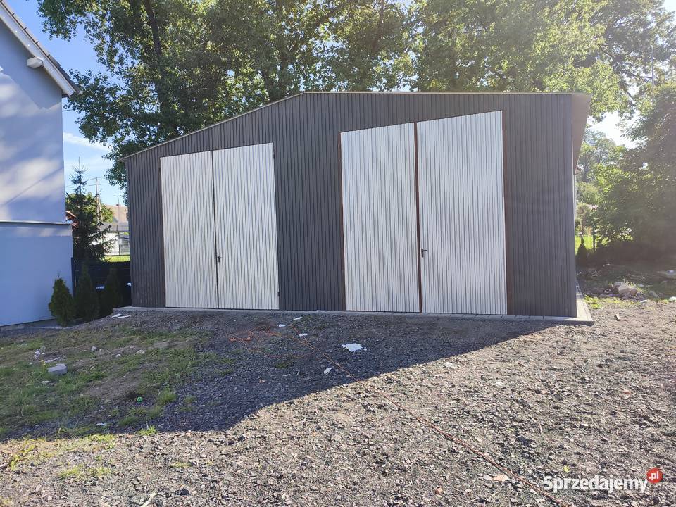 Garaż Blaszany Grafitowy z bramami wjazdowymi Warszawa