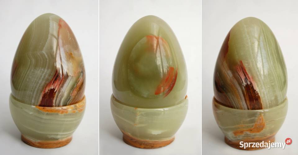 Duże jajko z kamienia z podstawką onyks lubelskie