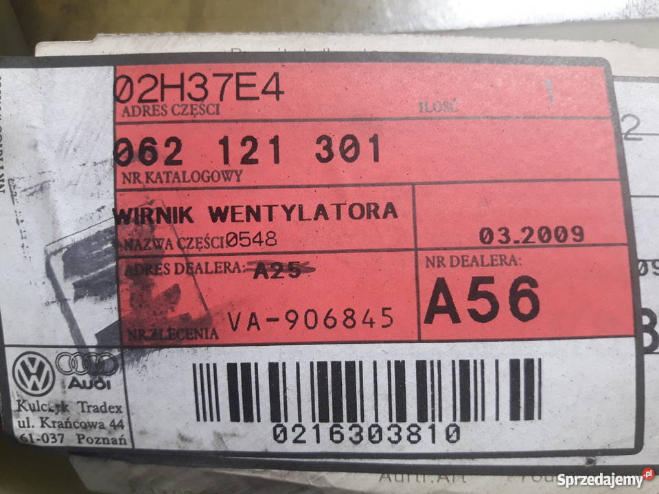 062121301 Wiatrak wentylatora 9 łopat VW LT 28 śląskie Częstochowa sprzedam