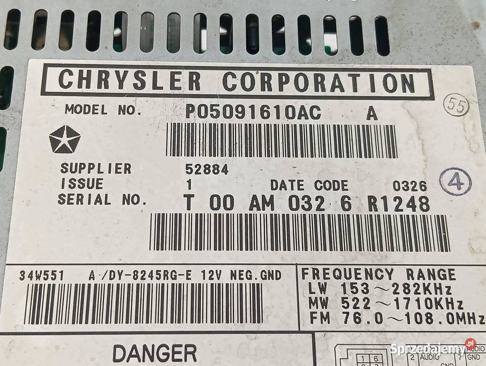 RADIO P05091610AC Chrysler Voyager IV 20012007 świętokrzyskie