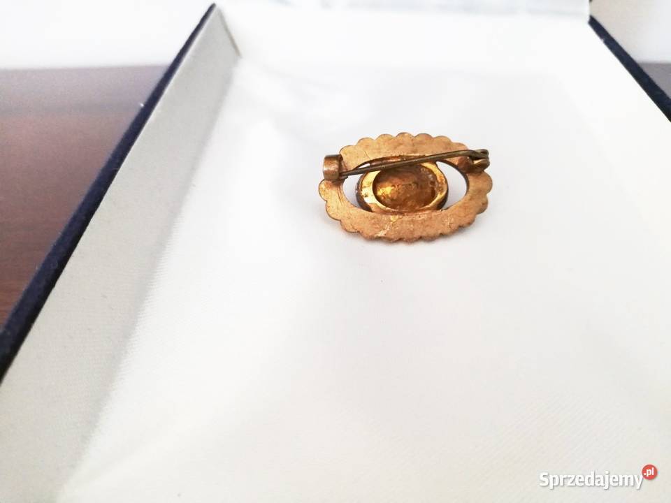 Broszka vintage z niebieskim kamieniem i Lublin